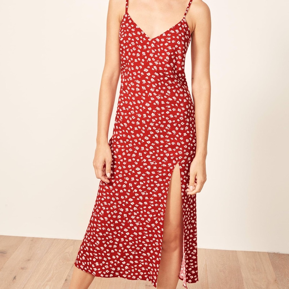 Reformation Crimini Midi Dress - red!